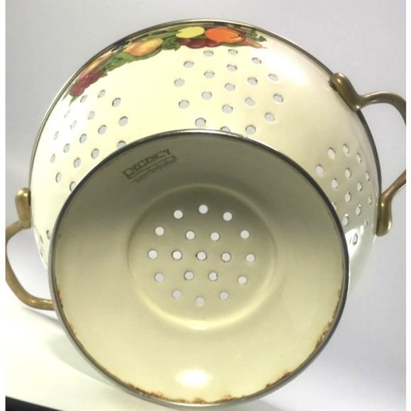Vintage Regency Club Cream-Colored Enamel Colander Strainer with Fruit Design - Picture 7 of 8